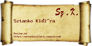 Sztanko Klára névjegykártya