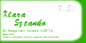 klara sztanko business card